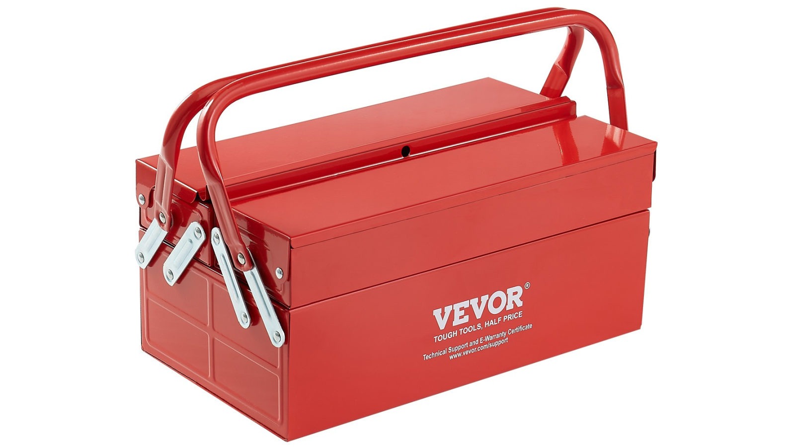 Vevor Tool Box 35.56cm 2 Tier 3 Tray Folding Cantilever Toolbox with Handle
