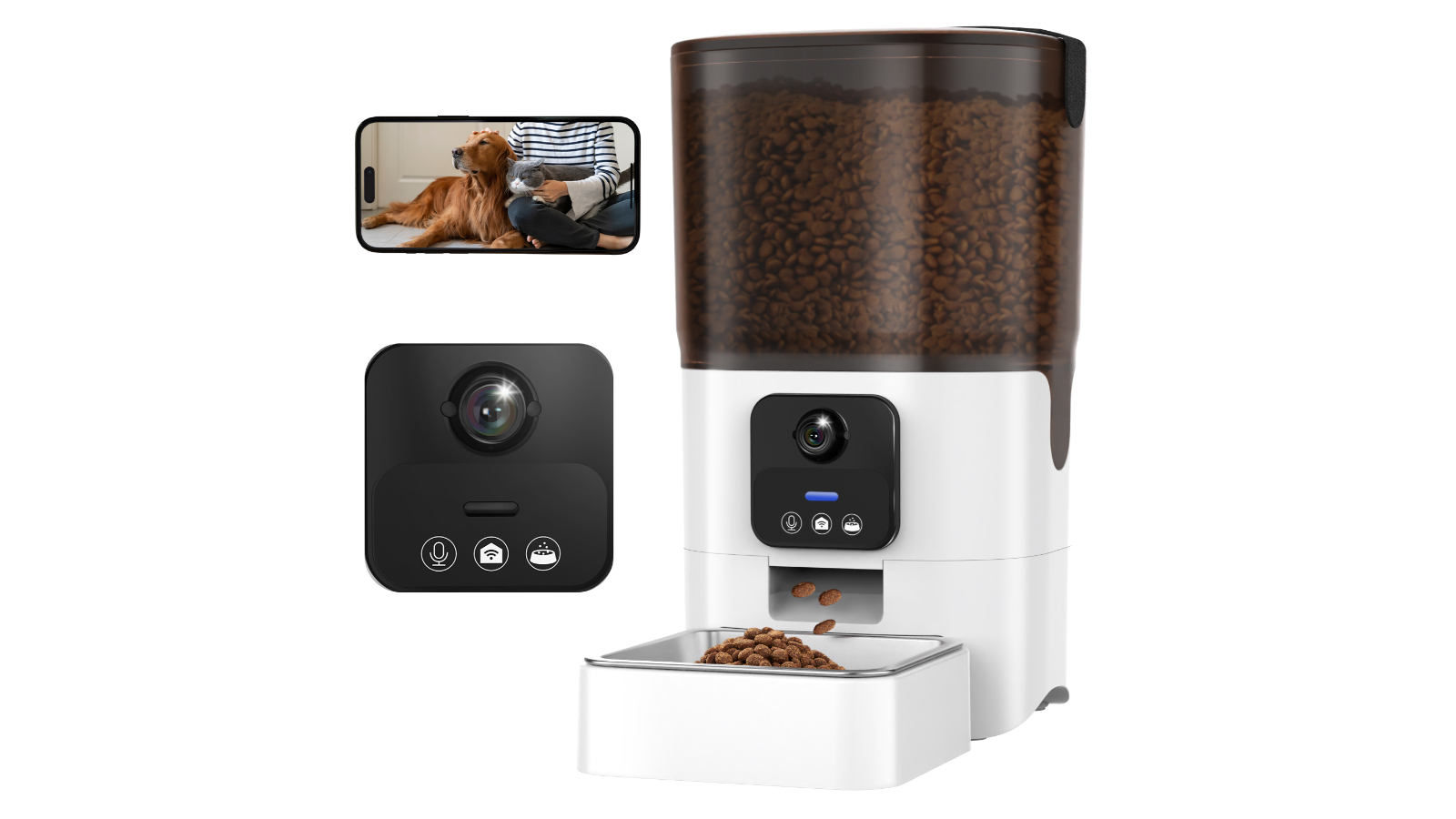 Advwin Automatic Pet Feeder 2.4G and 5G WiFi Camera Smart Food Dispenser - 6L