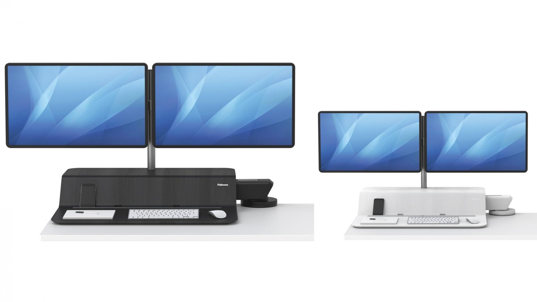 Fellowes Lotus RT Dual Monitor Sit-Stand Desk | Harvey Norman