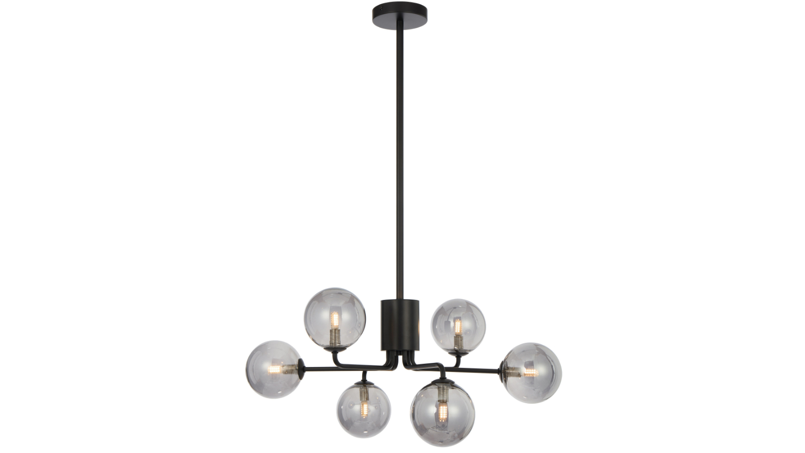 Pretty & Practical Teraline Black Pendant Light with Sleek Smoked Glass Shade