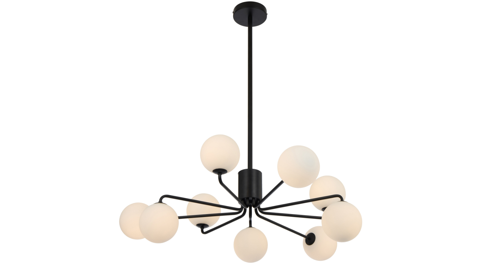 Pretty & Practical Lumostone Black 9-Light Pendant with Opal Matt Glass Shade