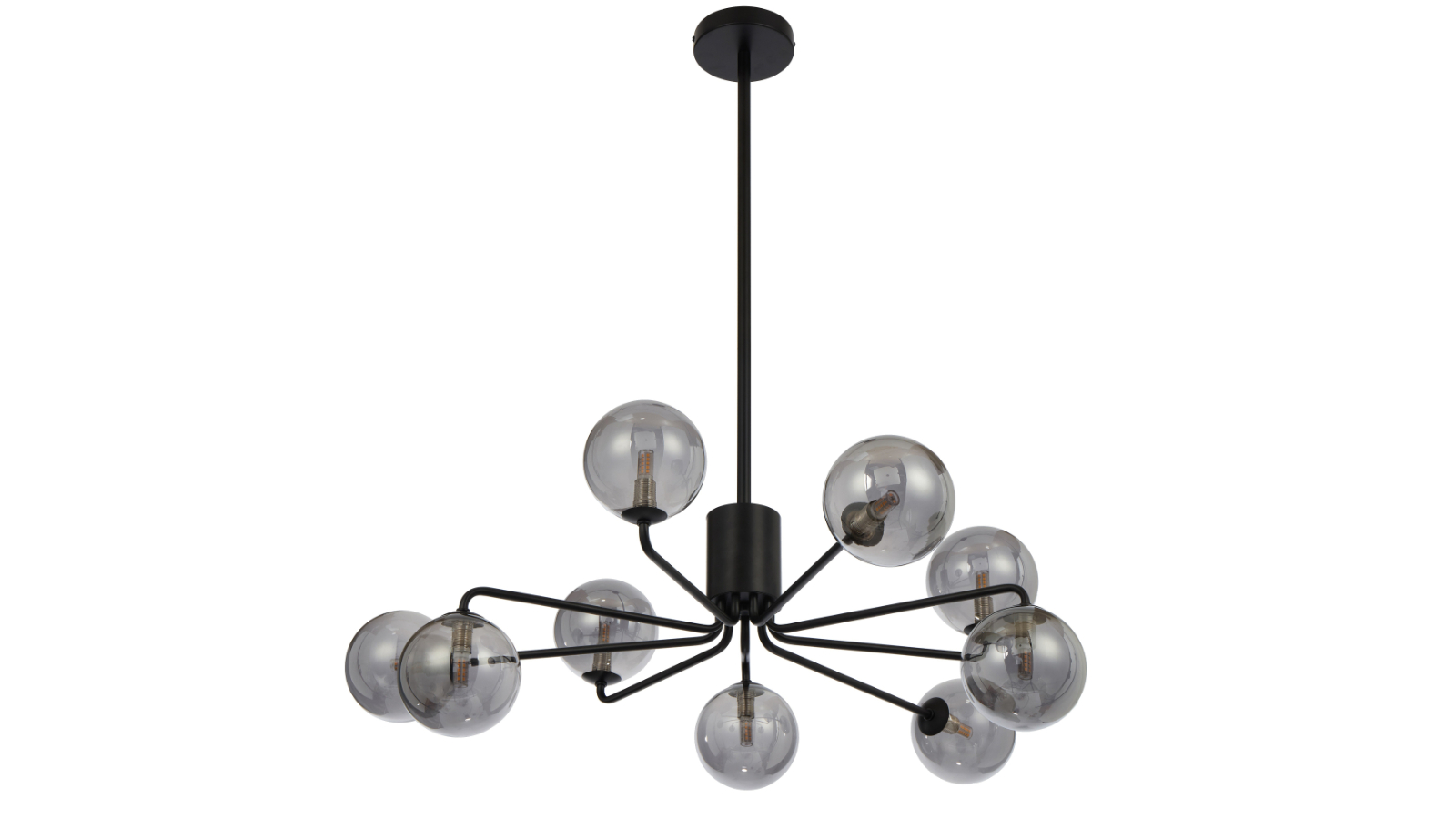 Pretty & Practical Rivamont Black 9-Light Pendant with Smoked Glass Shade