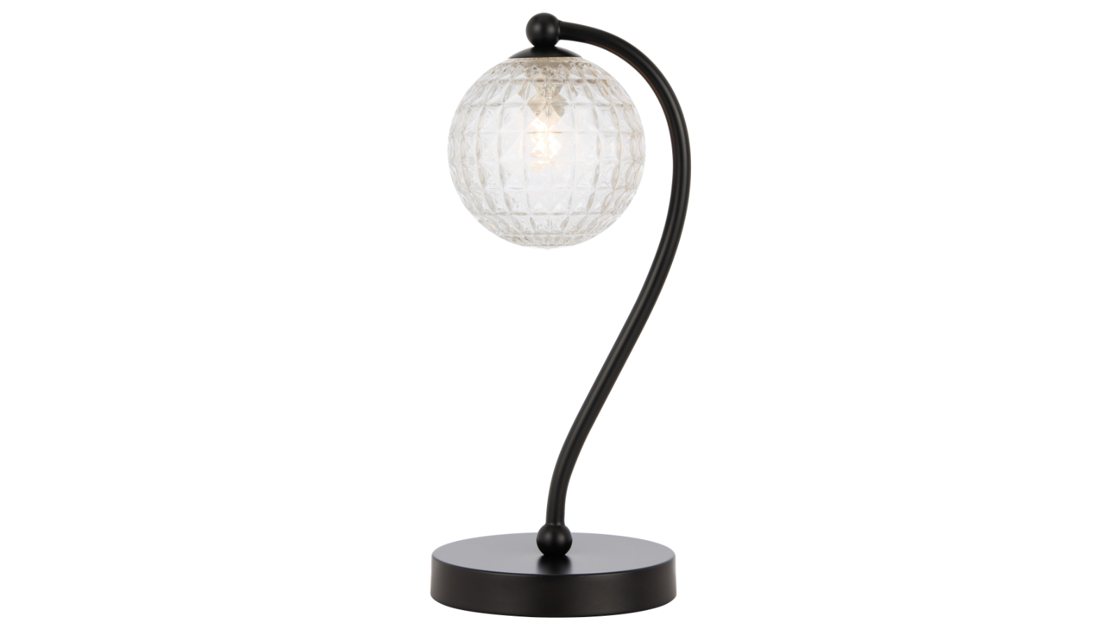 Pretty & Practical Zanomont Black Table Lamp with Clear Prism Pattern Glass Shade