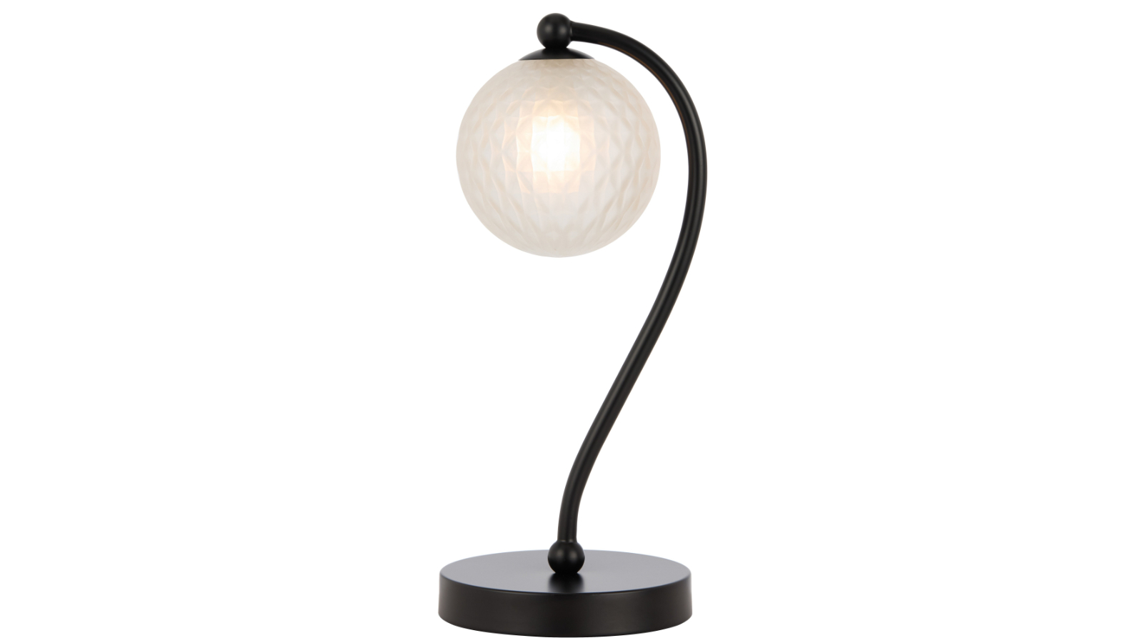 Pretty & Practical Rivaline Black Table Lamp with Frost Tear Pattern Glass Shade