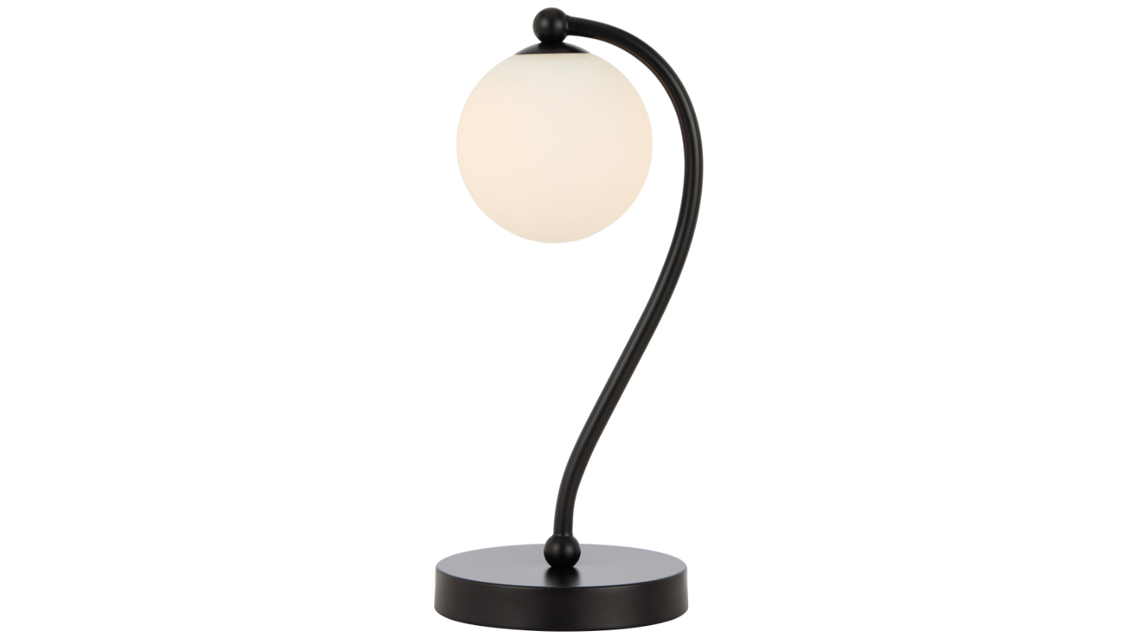 Pretty & Practical Altowood Black Table Lamp with Opal Matt Glass Shade