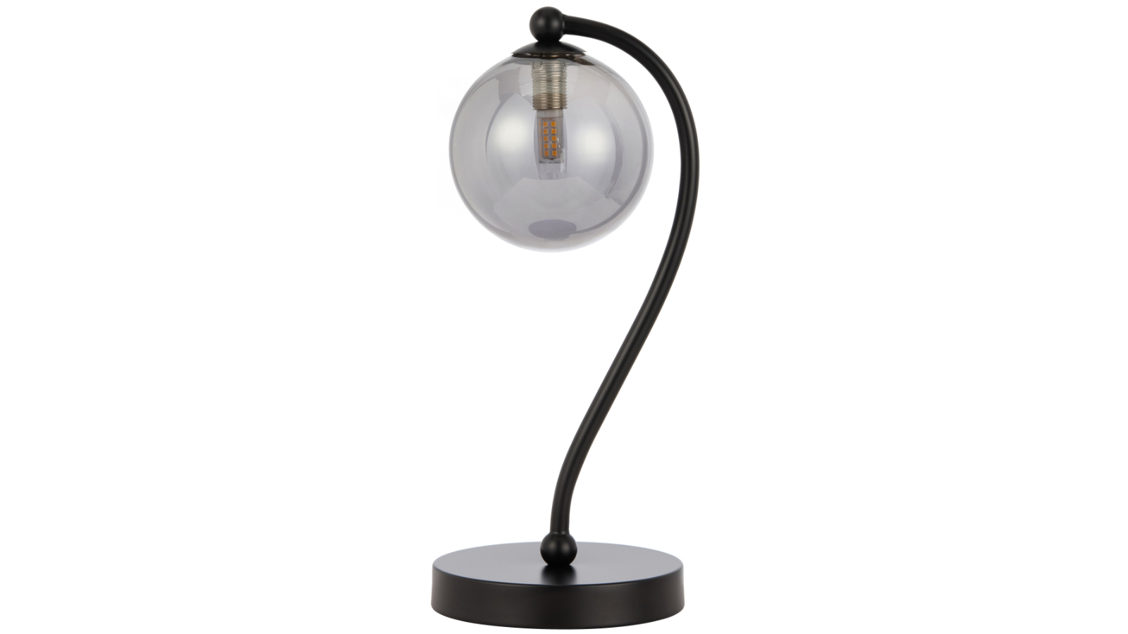 Pretty & Practical Norastone Black Table Lamp with Smoked Glass Shade