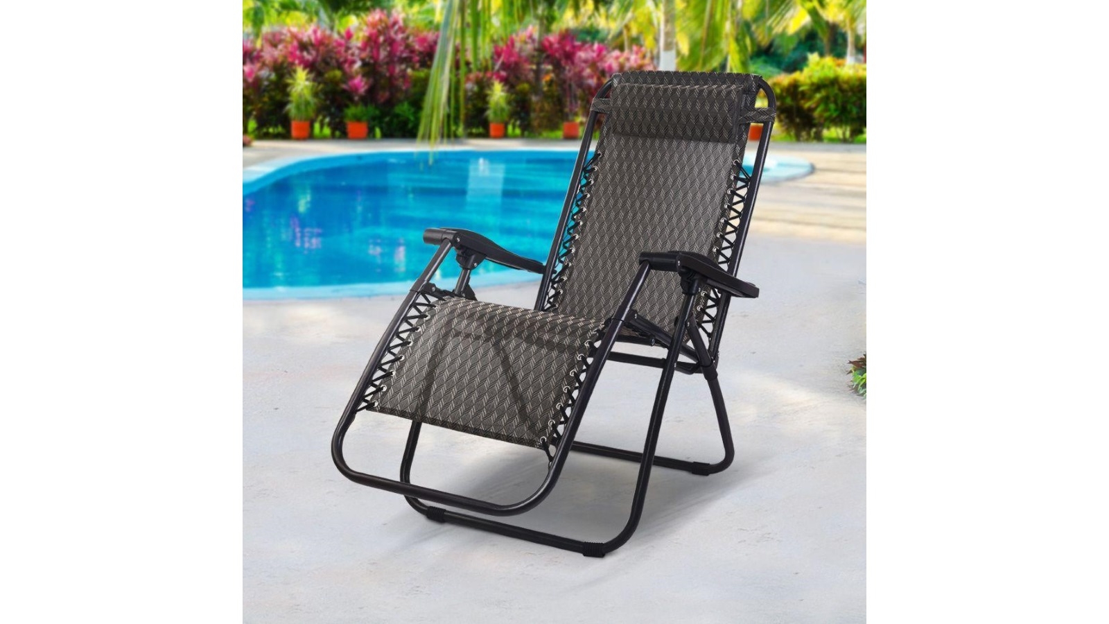Gardeon Zero Gravity Outdoor Reclining Chair Grey Harvey Norman