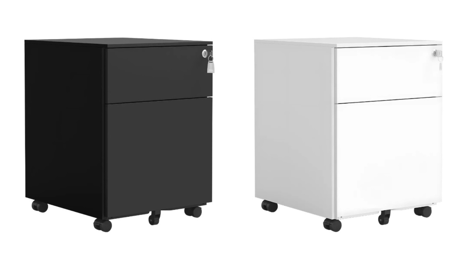 2-Drawer Metal Vertical Locking with 5 Wheel Office Steel File Cabinet