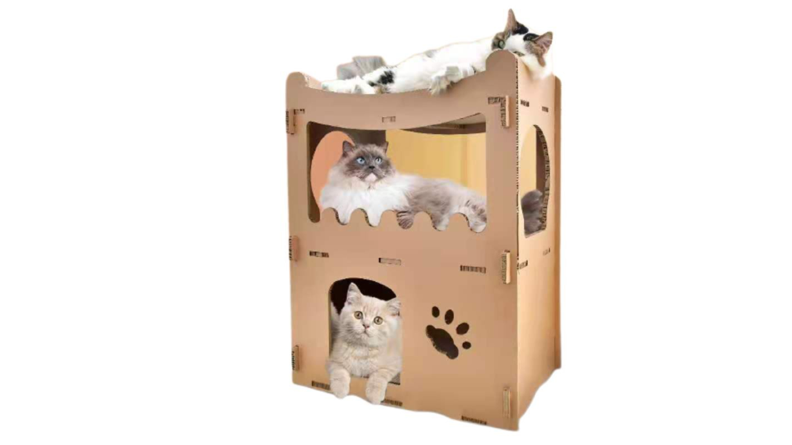 YES4PETS 2-Storey Cat Cardboard Condo Tower Scratcher Post