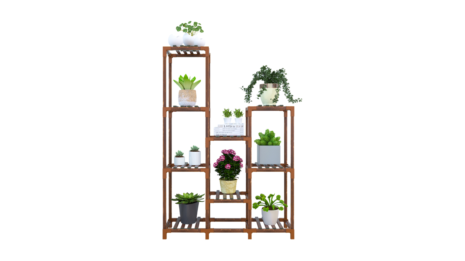 Serrano 9 Shelves Garden Plant Stand Wooden Shelving - 9 Shelves
