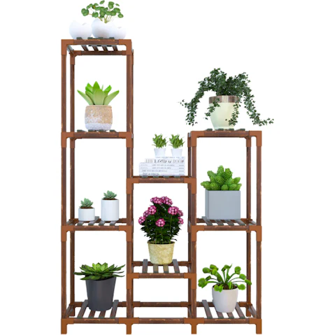 Serrano 9 Shelves Garden Plant Stand Wooden Shelving - 9 Shelves