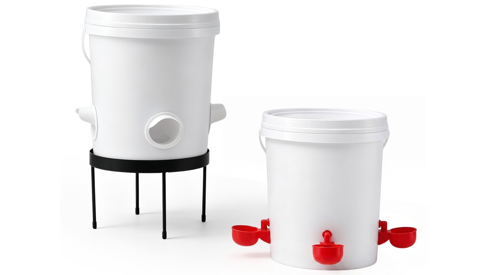 Giantz Set of 2 Chicken Feeder Waterer with Metal Stand - 20L