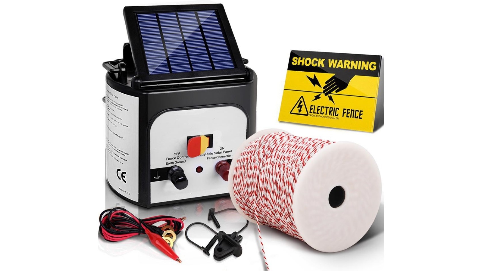 Giantz 8km 0.3J Solar Electric Fence Energiser 500m Wire