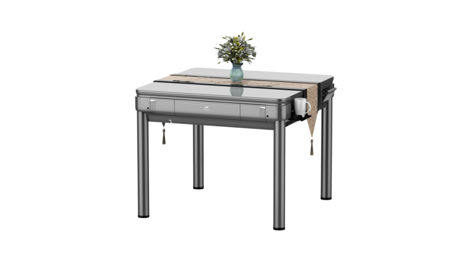 TopOne Sports Dual-Use Automatic Mahjong Table with 2 Tile Sets - Silver