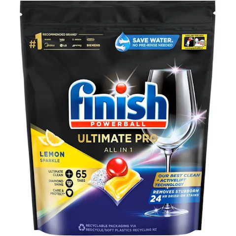 Finish Pack of 65 Quantum Ultimate Pro Lemon Dishwashing Tablet