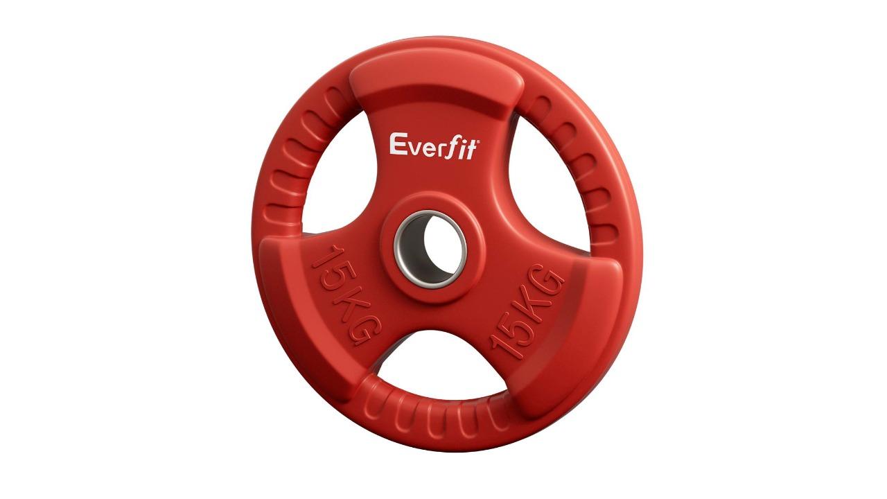 Everfit Standard Home Gym Weight Lifting Red Barbell Plate - 15kg