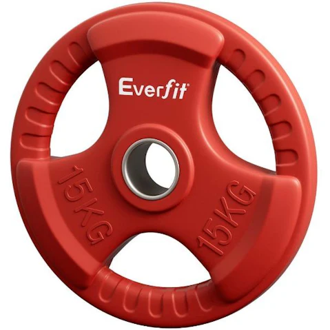 Everfit Standard Home Gym Weight Lifting Red Barbell Plate - 15kg