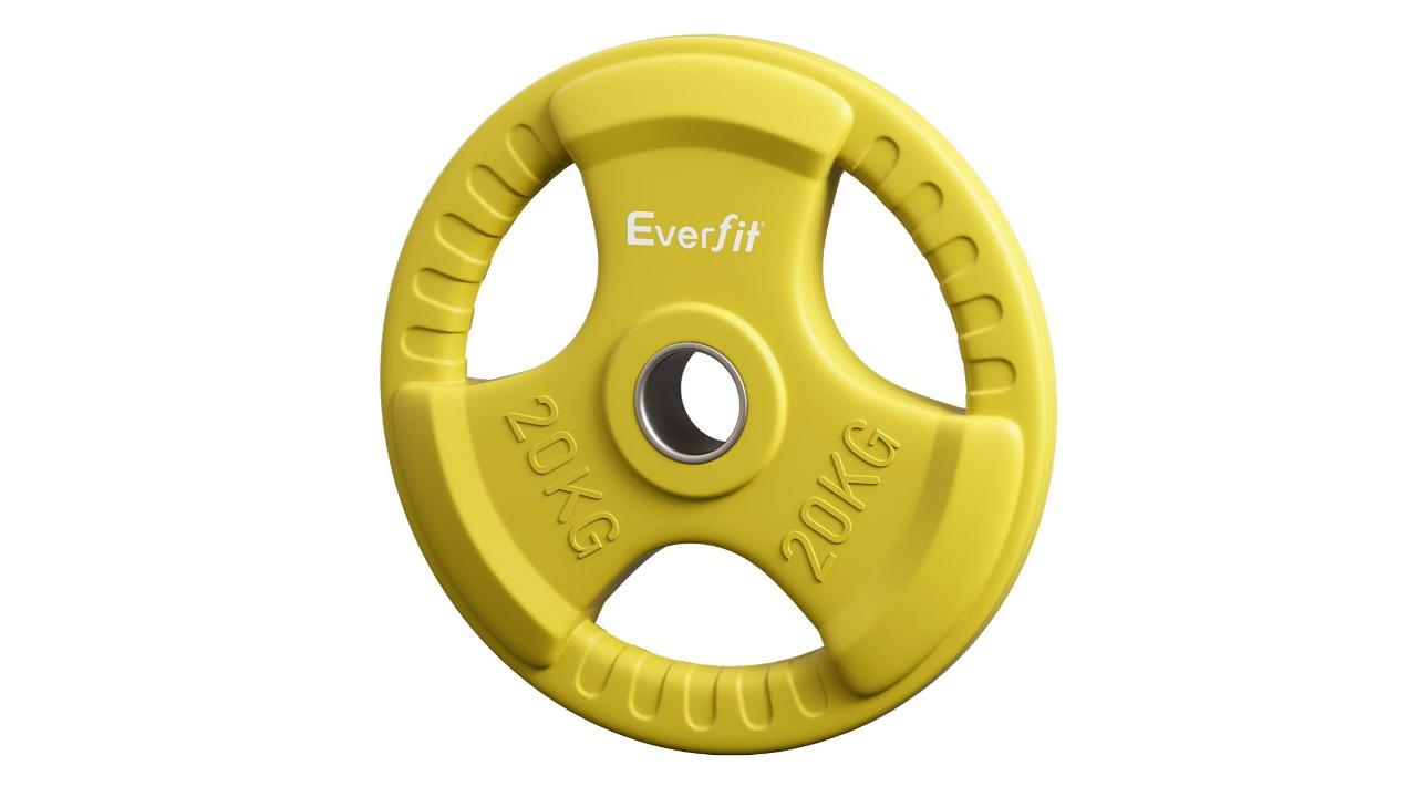 Everfit Standard Home Gym Weight Lifting Yellow Barbell Plate - 20kg