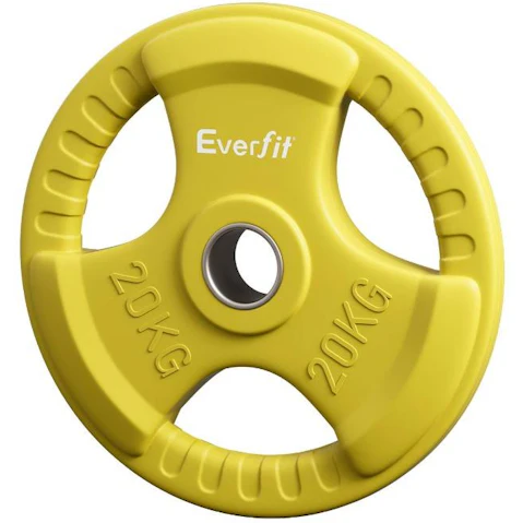 Everfit Standard Home Gym Weight Lifting Yellow Barbell Plate - 20kg