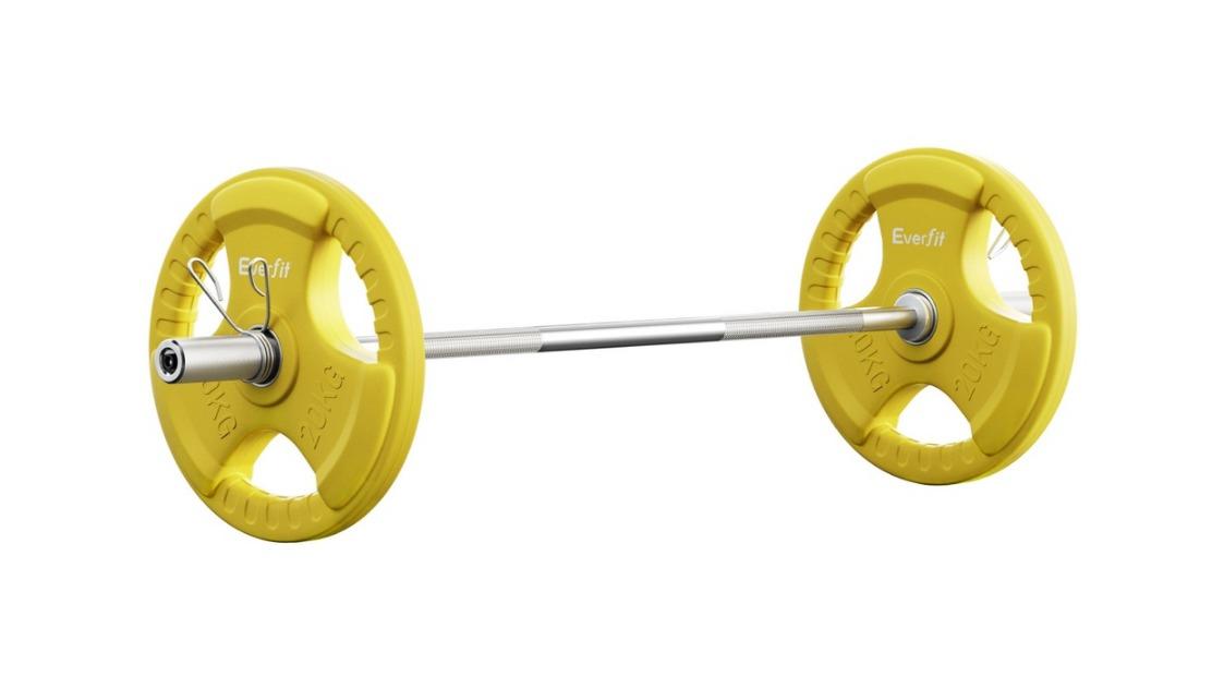 Everfit 46kg Dumbbell Barbell Plate Weight Lifting Yellow