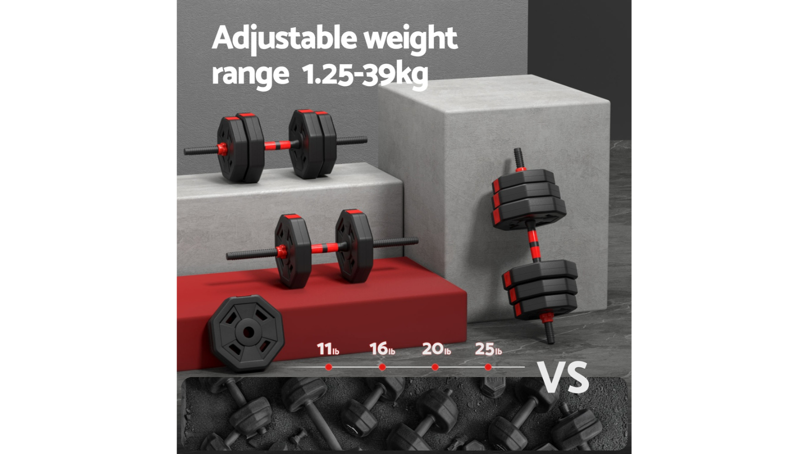 Everfit Adjustable Dumbbell Barbell Set 40kg Harvey Norman