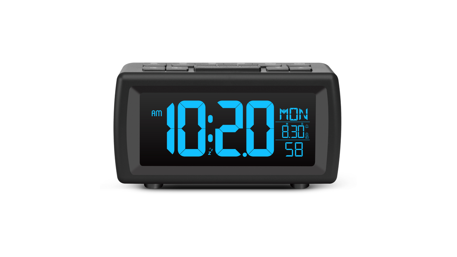 TODO 7 Colour Display USB Power FM Radio Digital Alarm Clock - Black