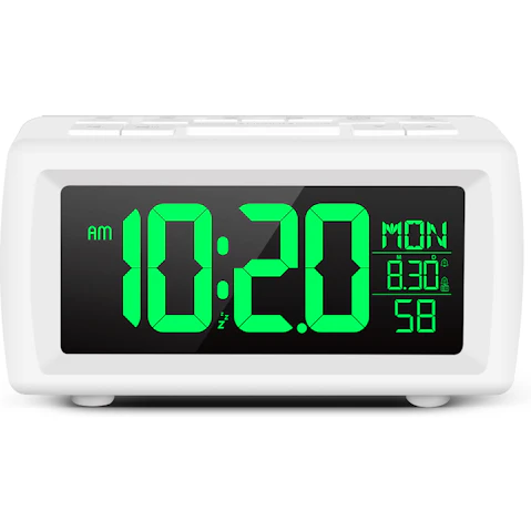 TODO 7 Colour Display USB Power FM Radio Digital Alarm Clock - White