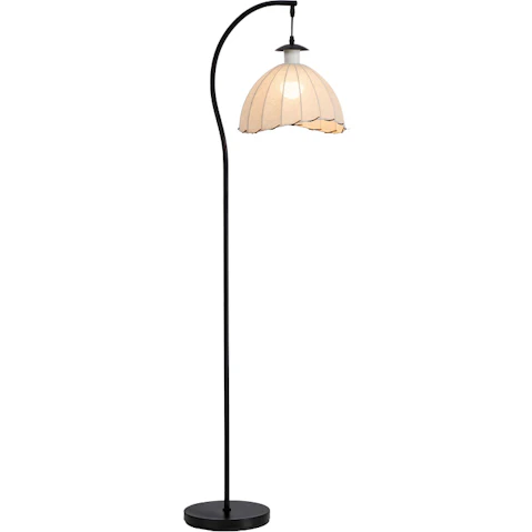 Oikiture Fabric Shape Metal Frame Retro Standing Floor Lamp