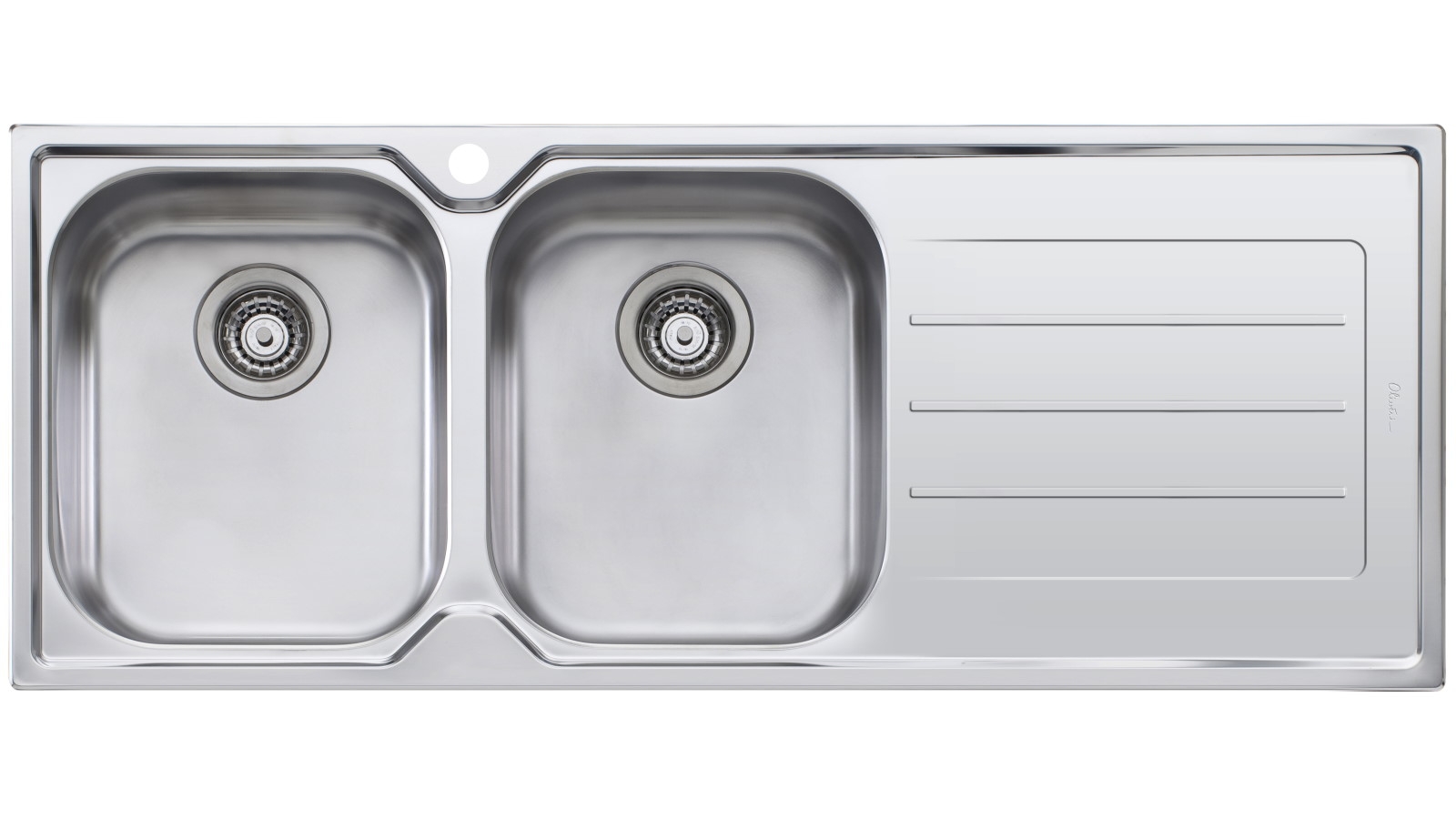 Oliveri Flinders Double Bowl Topmount Sink with Drainer & 1 Tap Hole