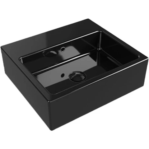 Parisi Acqualight Bench Basin 1 Tap Hole - Gloss Black