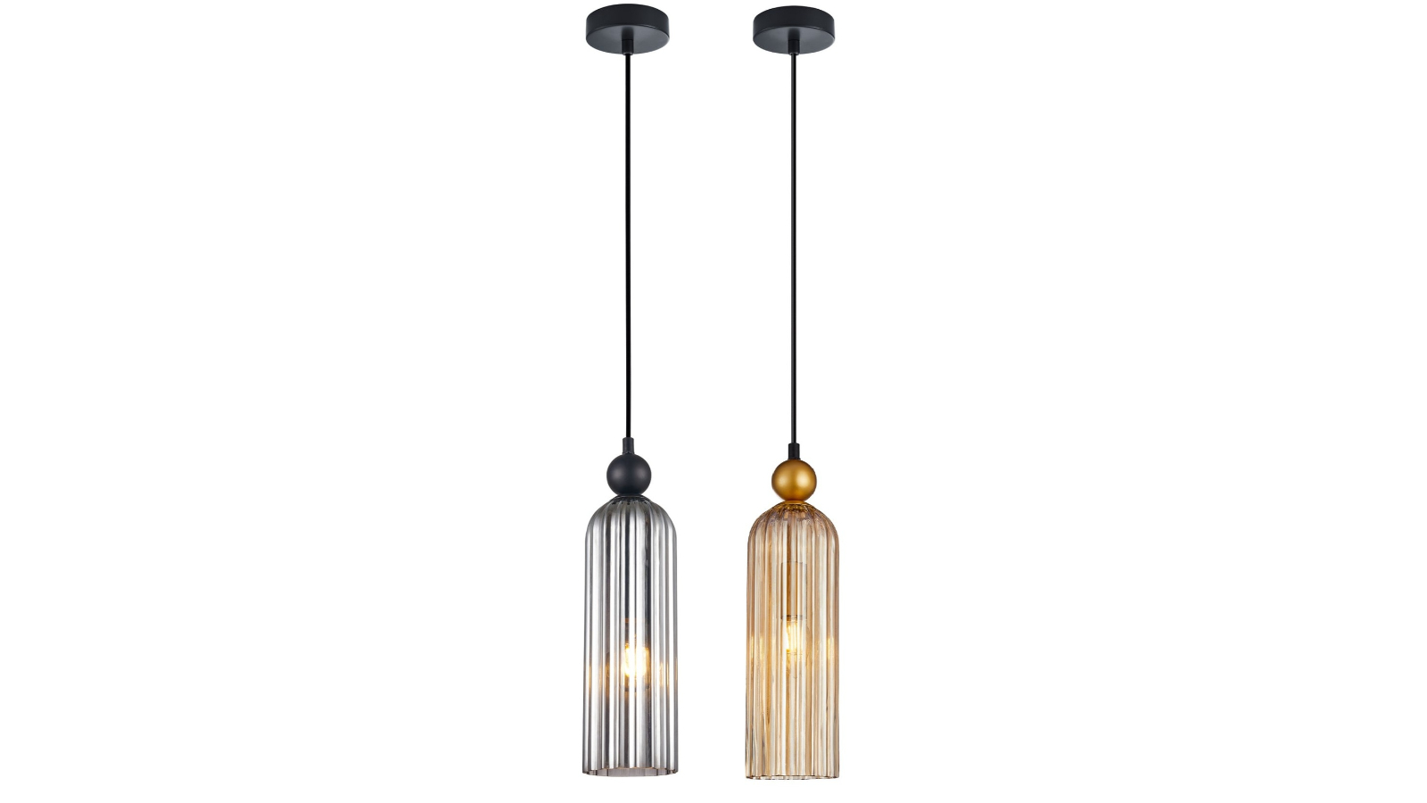CLA Lighting Flauta Cylinder Top Ribbed Glass Interior Pendant Light