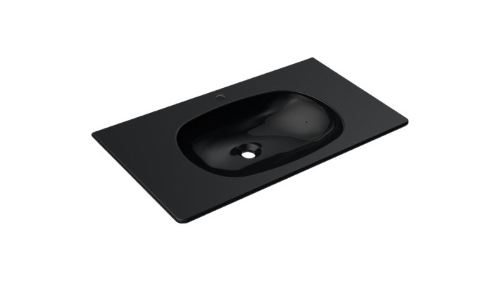 Parisi  Nudaflat 90 Wall Basin 1 Tap Hole - Gloss Black 