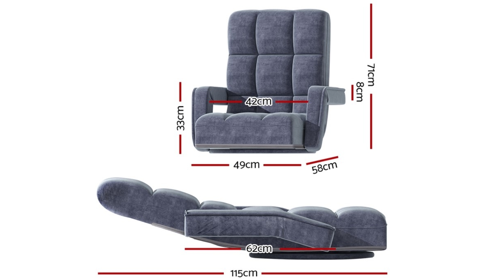 Artiss Grey Floor Swivel Recliner Chair Harvey Norman