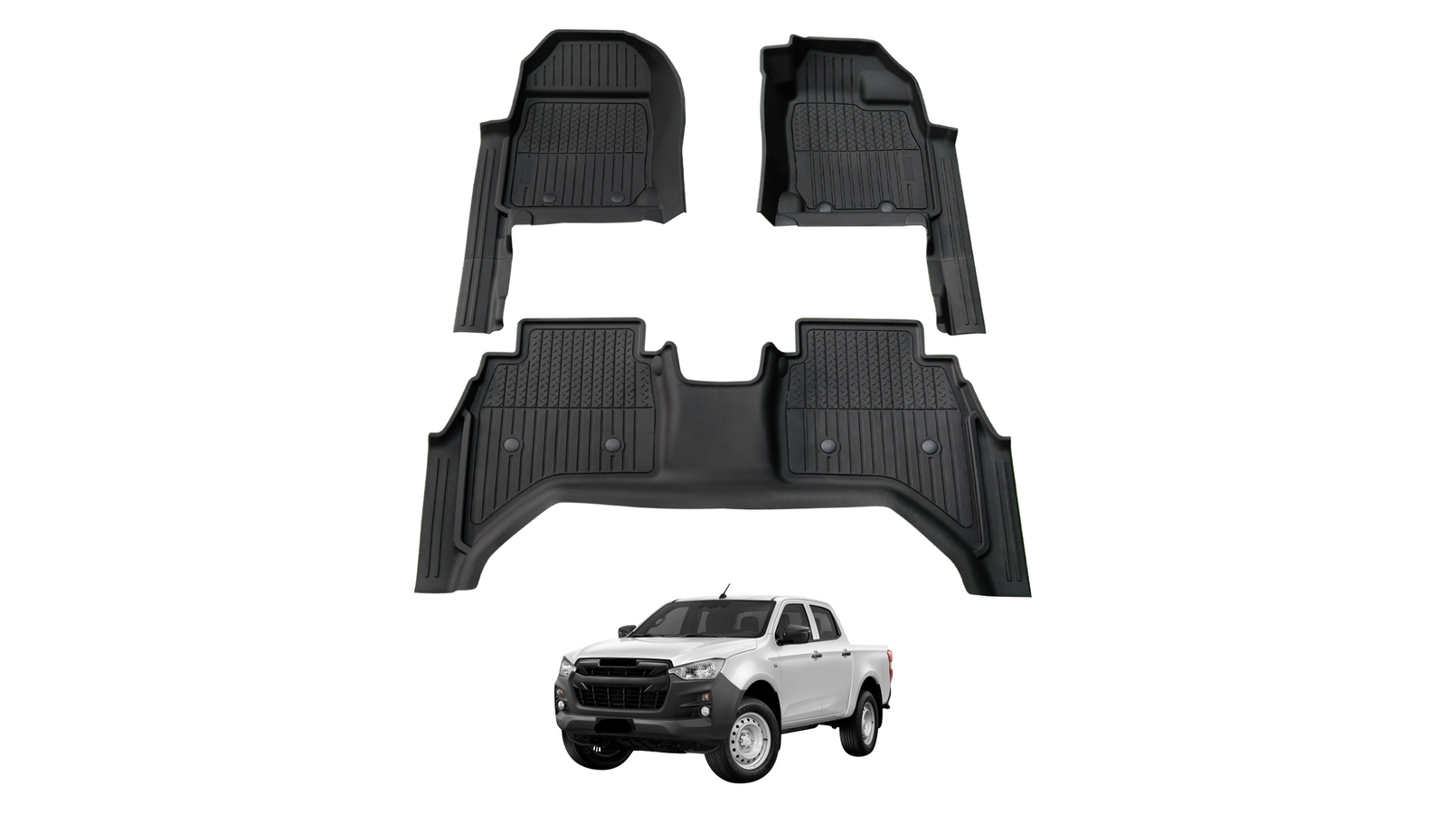 AUSGO 7D Injection Floor Mats for ISUZU D-MAX DMAX Dual Cab 2020-Onwards