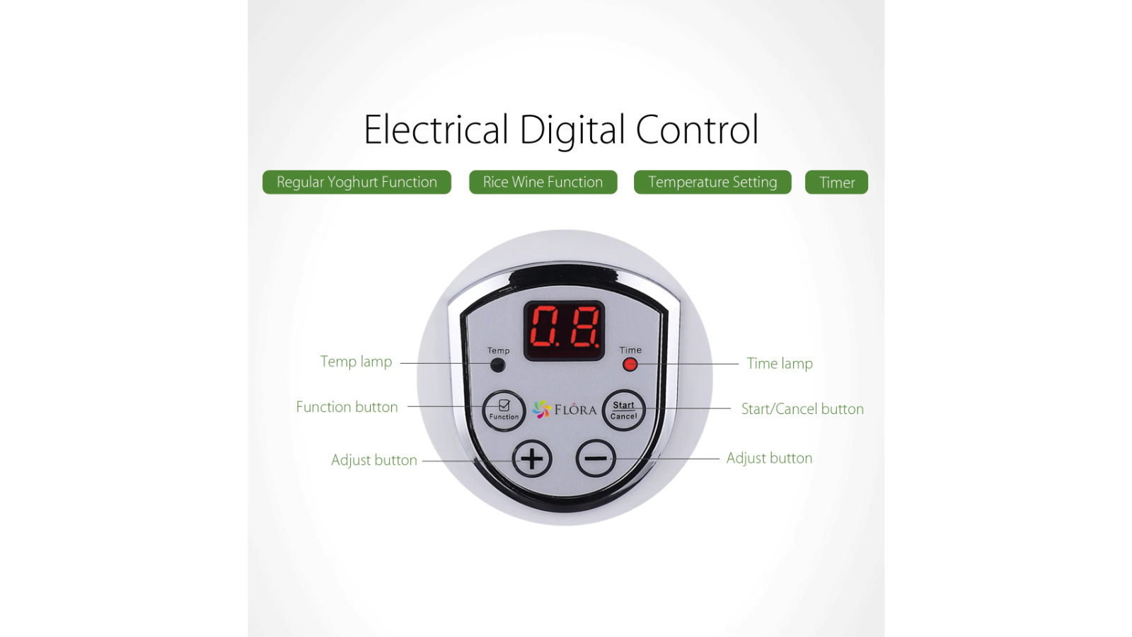 Flora Yoghurt Maker with 7 Glass Jars Inner PotRice Digital Machine