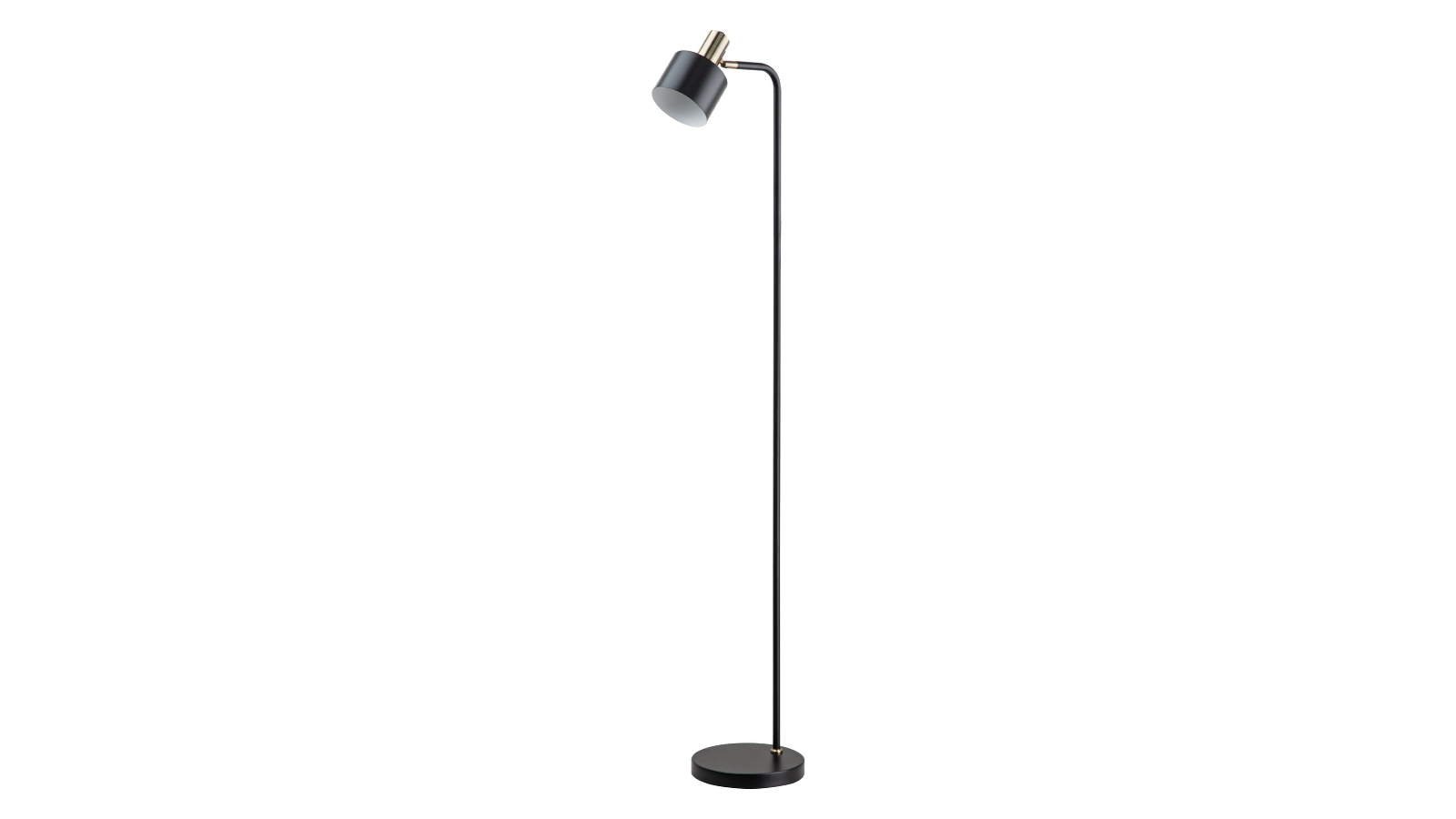 CLA Lighting Black Cylinder Iron Flotar Shade with Antique Brass Highlight Floor Lamp