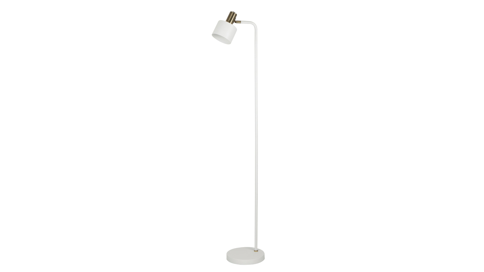 CLA Lighting White Cylinder Iron Flotar Shade with Antique Brass Highlight Floor Lamp