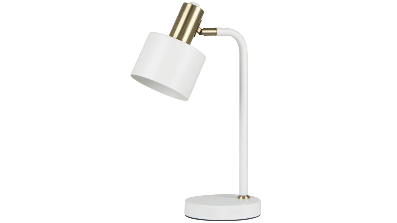 Flotar White Cylinder Iron Shade Table Lamp with Antique Brass Highlight