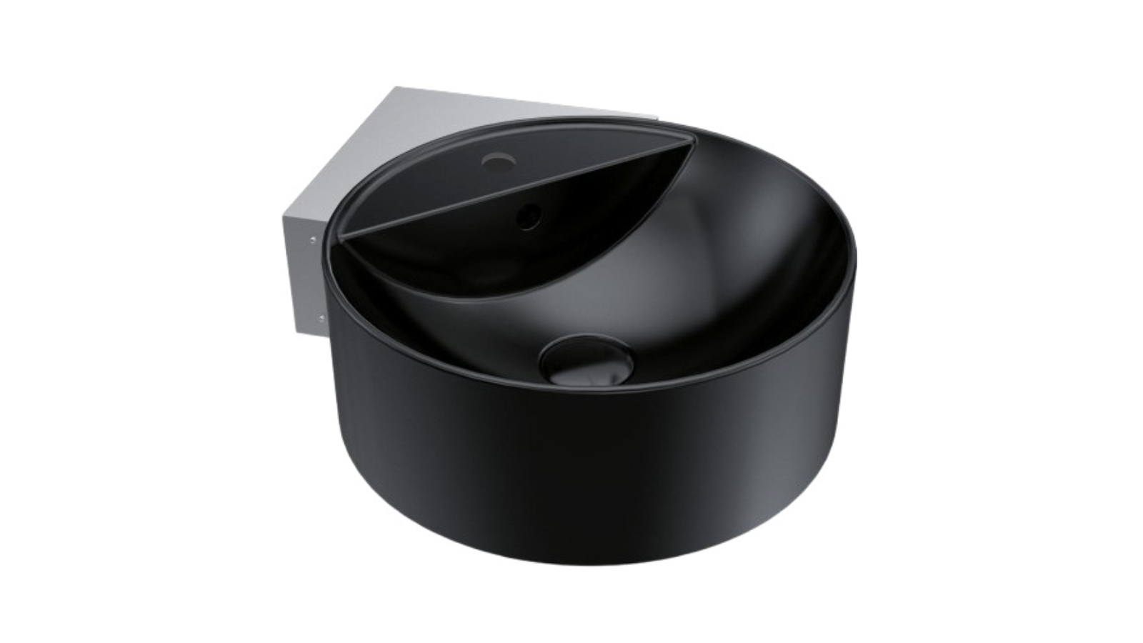 Parisi Twinset Slim 420 Wall Basin with Tap Ledge and Corner Bracket 1 Tap Hole - Gloss Black