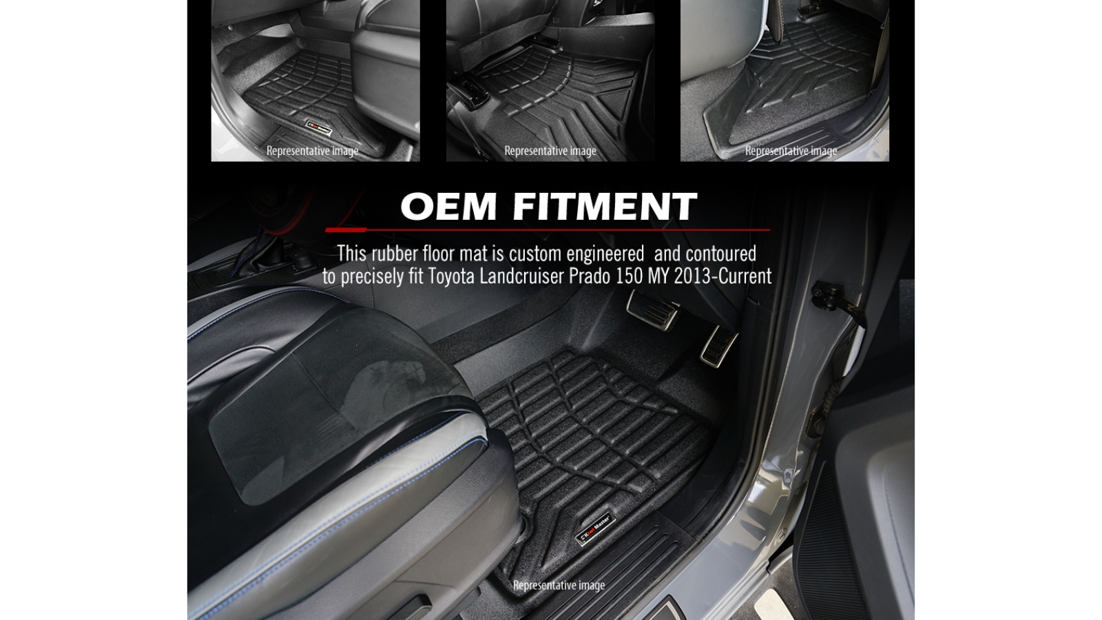 Kiwi Master 3D TPE Floor Mats for Toyota Landcruiser Prado 2013 2020