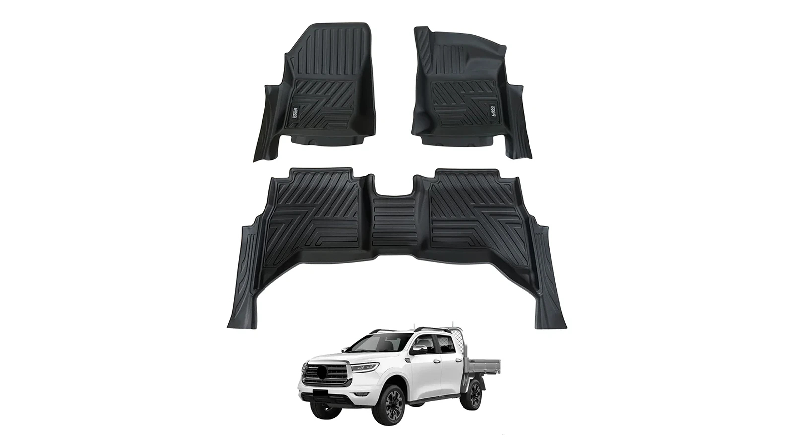 AUSGO 5D Floor Mats for GWM Cannon 2020-Onwards with Rear Underseat Storage Box