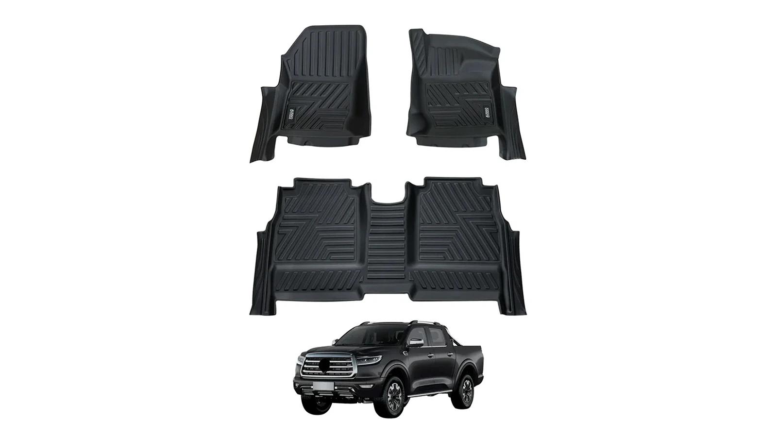 AUSGO 5D Floor Mats without Rear Underseat Storage Box for GWM Cannon 2020-Onwards