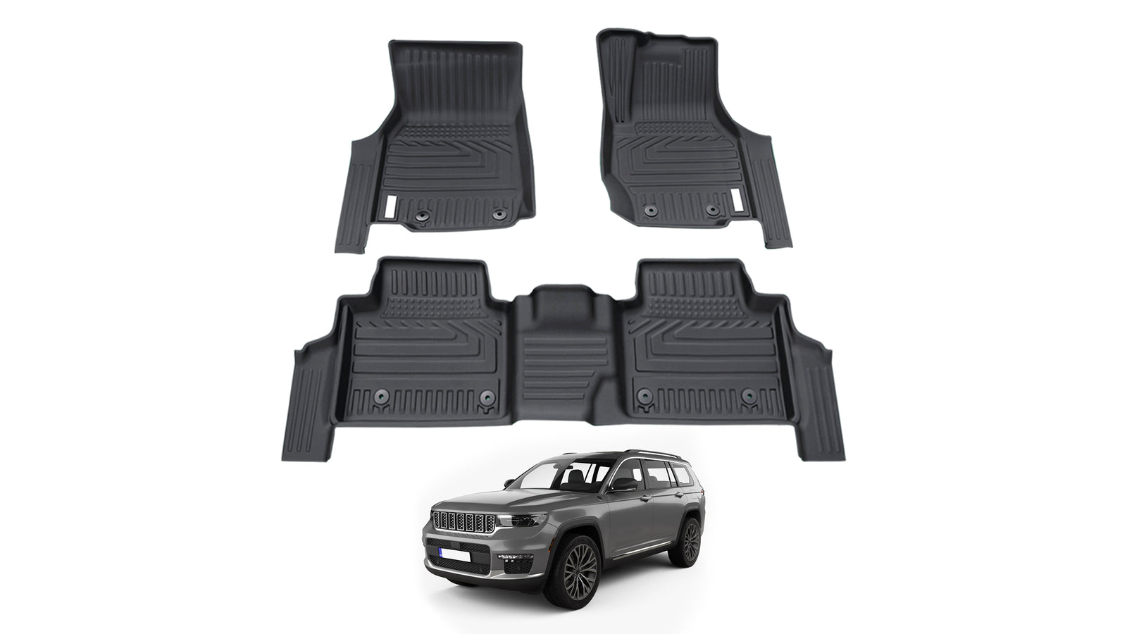 AUSGO 5D Floor Mats for Jeep Grand Cherokee L WL Series 7-Seats 2021-Onwards
