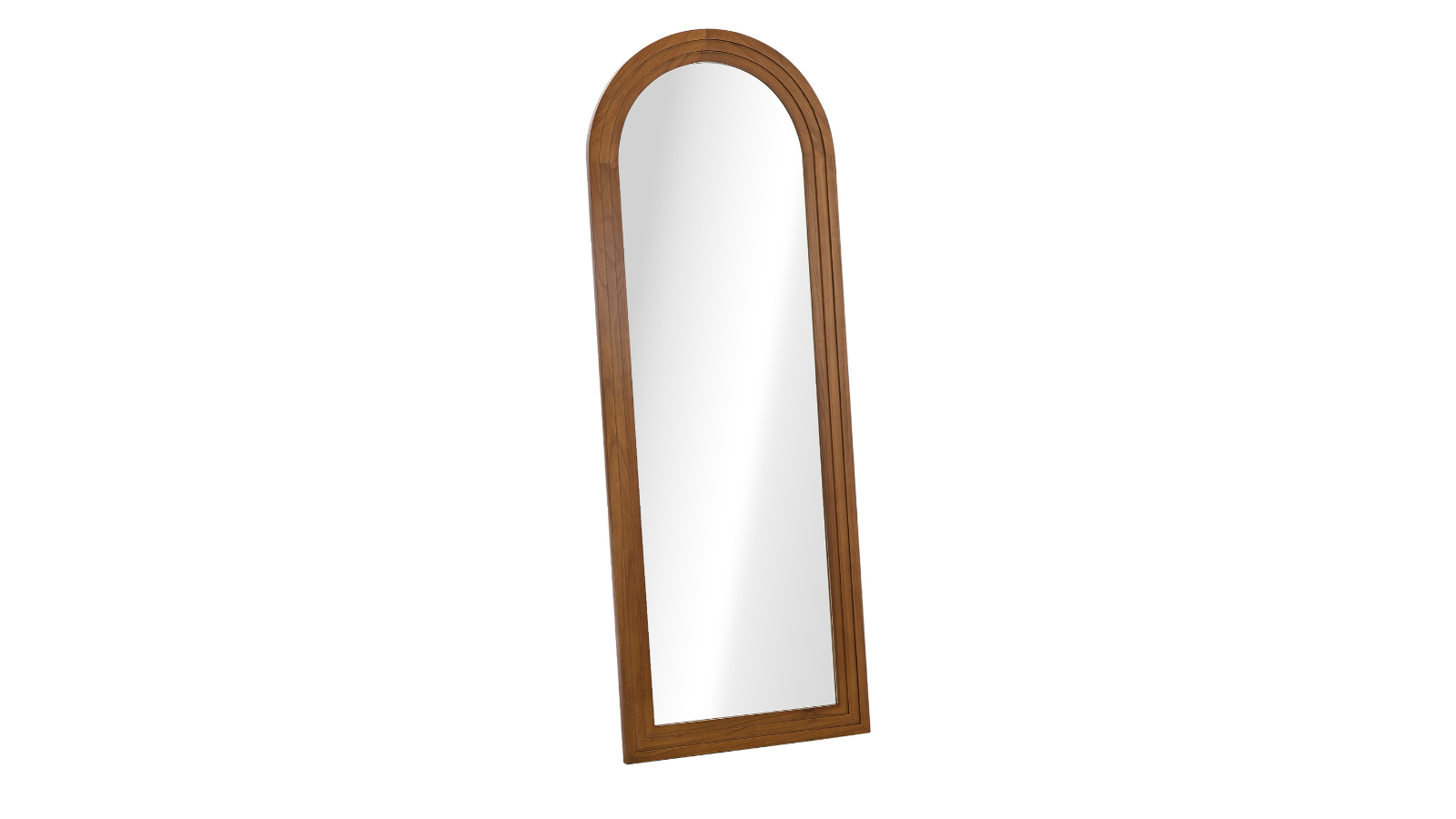 Oikiture 165 x 60cm Full Length Wall Mounted Arch Mirror - Brown Wood