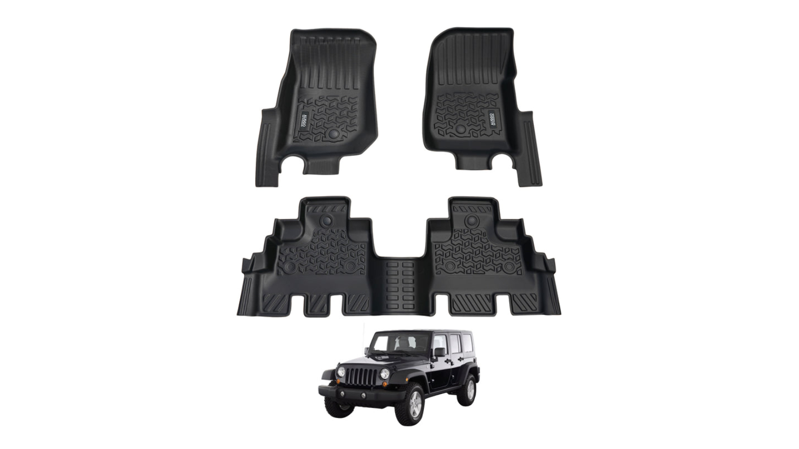 AUSGO 5D Floor Mats for Jeep Wrangler JK Series 4-Door 2007-2011