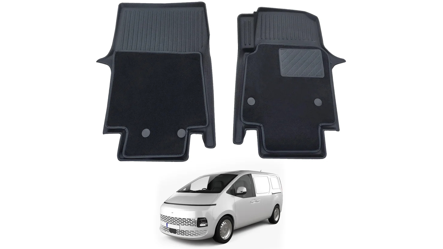 AUSGO Double-Layer Car Floor Mat for Hyundai Staria/Staria Load 2021-Onwards