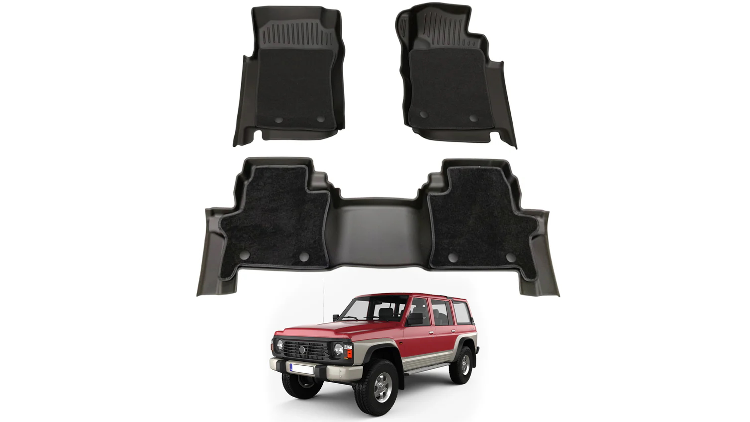 AUSGO Double-Layer Car Floor Mat for Nissan Patrol GQ Y60 1988-1997
