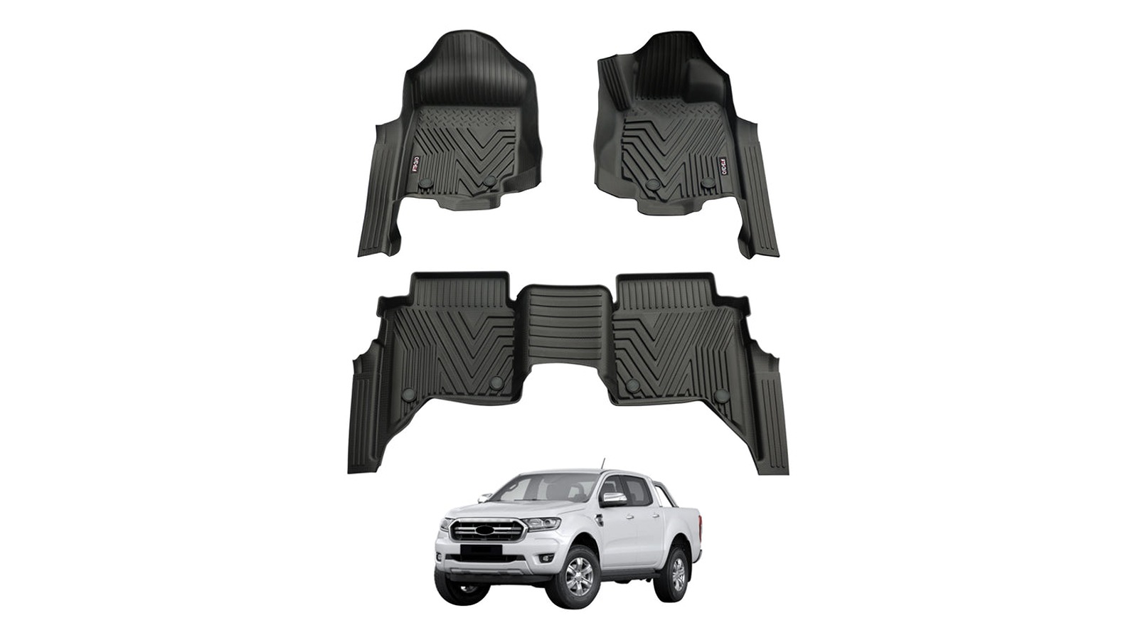 AUSGO 5D Injection Floor Mats for Ford Ranger PX PX2 PX3 Series Dual Cab 2011-2022