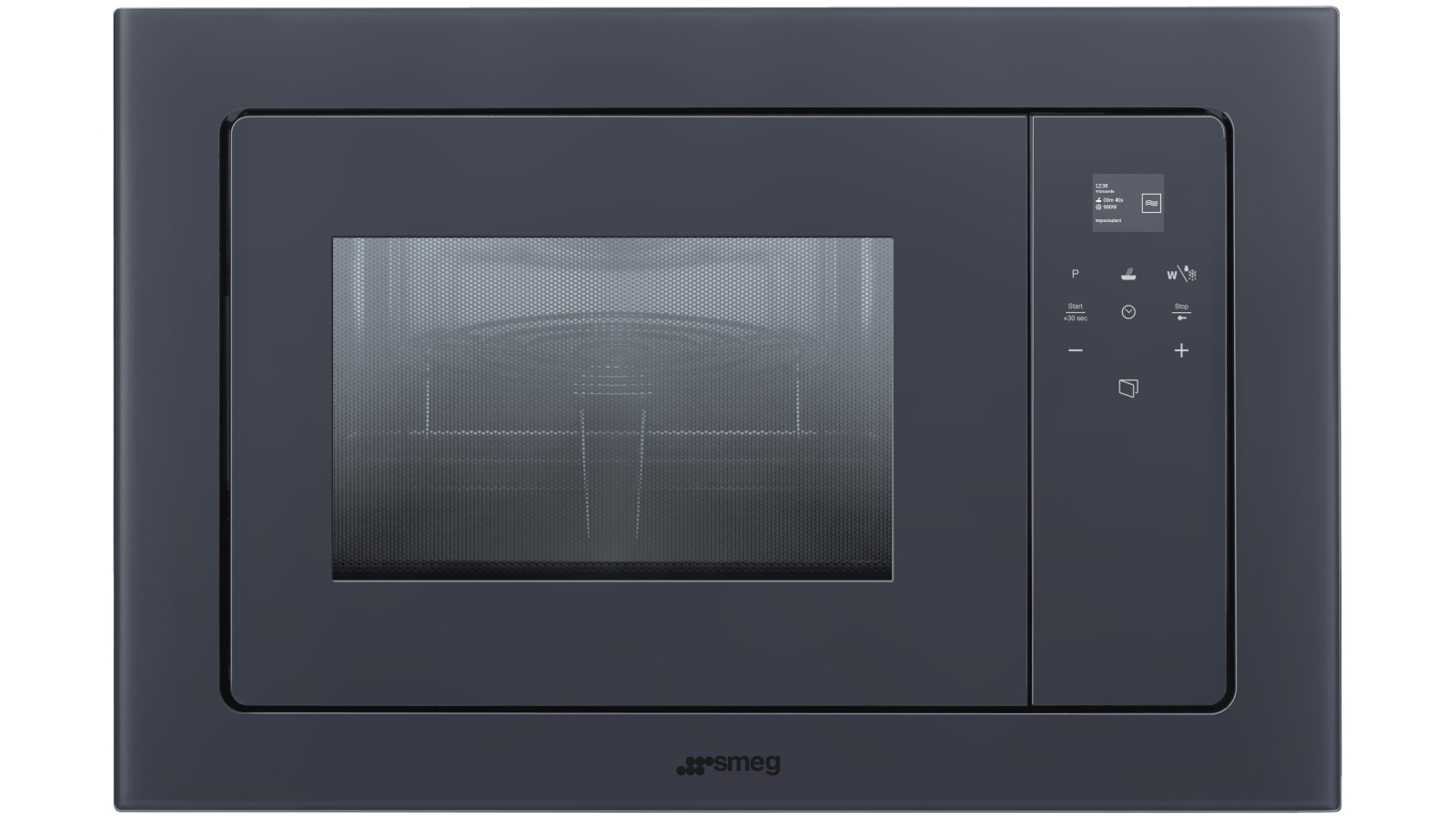 Smeg Linea 21L Built in Microwave with Electric Grill Neptune Grey Harvey Norman