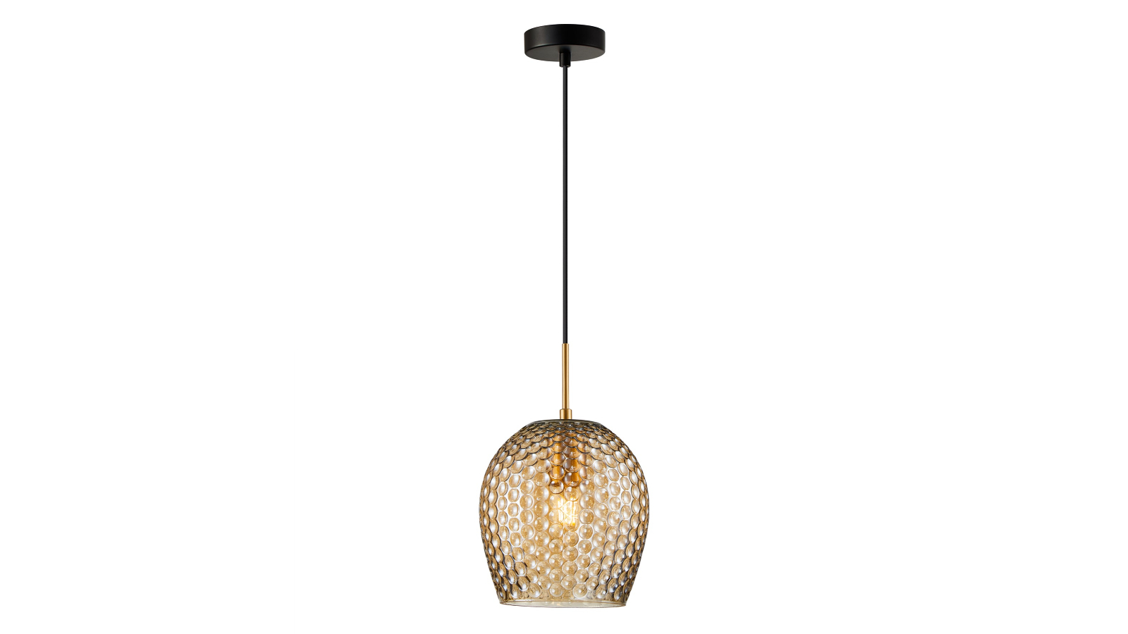 Fossetta Wine Glass Shape Amber Dimpled Glass Interior Pendant Light